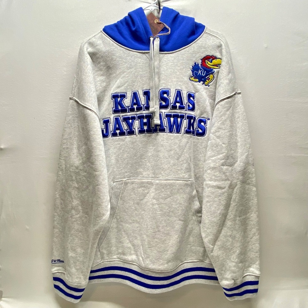 Kansas Jayhawks NCAA Hoodie Large Vintage KSU Logo College Mitchell & Ness NWT